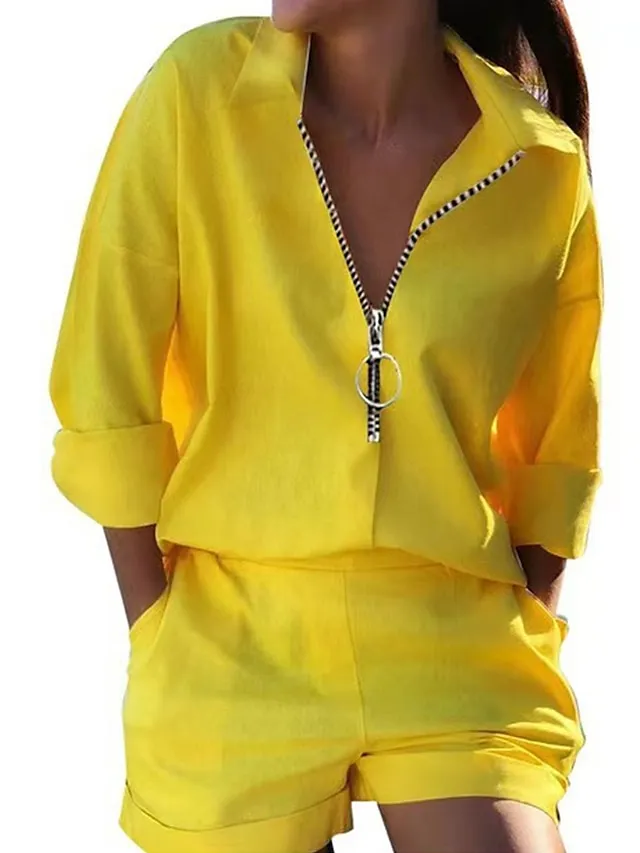 Women's Loungewear Sets Butterfly Letter Fashion Casual Street Date Airport Polyester Breathable Lapel Short Sleeve Shorts Summer Spring Black White