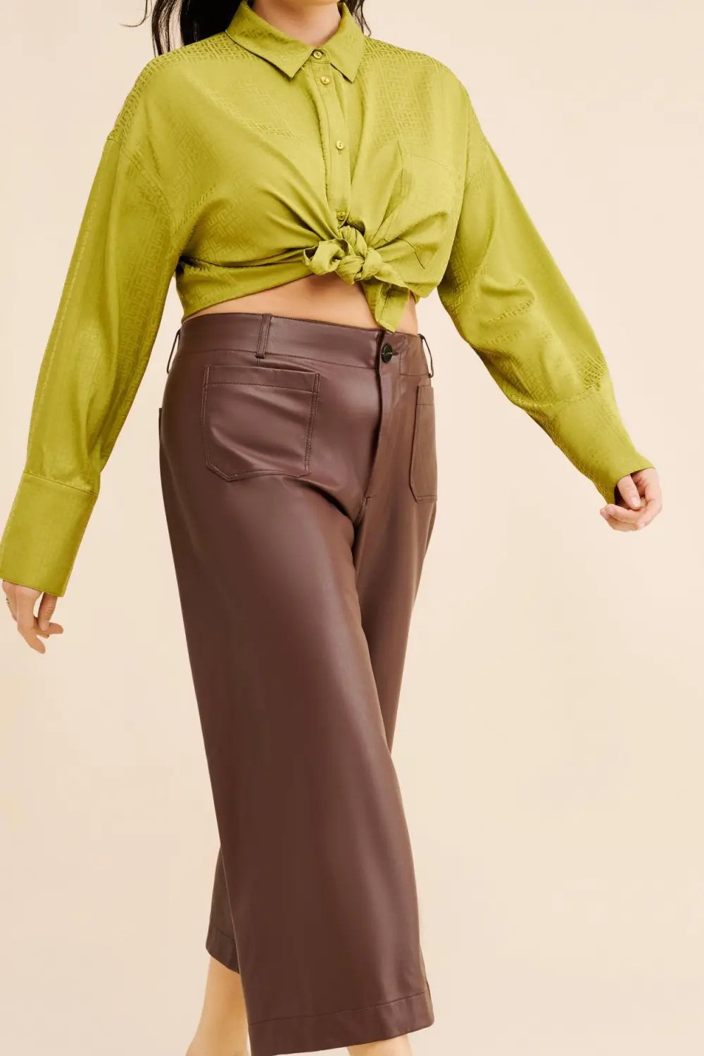 The Colette Cropped Vegan Leather Pants