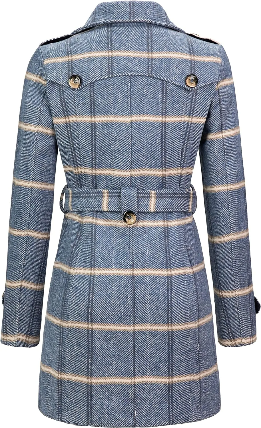 Women's Double Breasted Pea Coat Winter Mid-Long Trench Coat with Belt