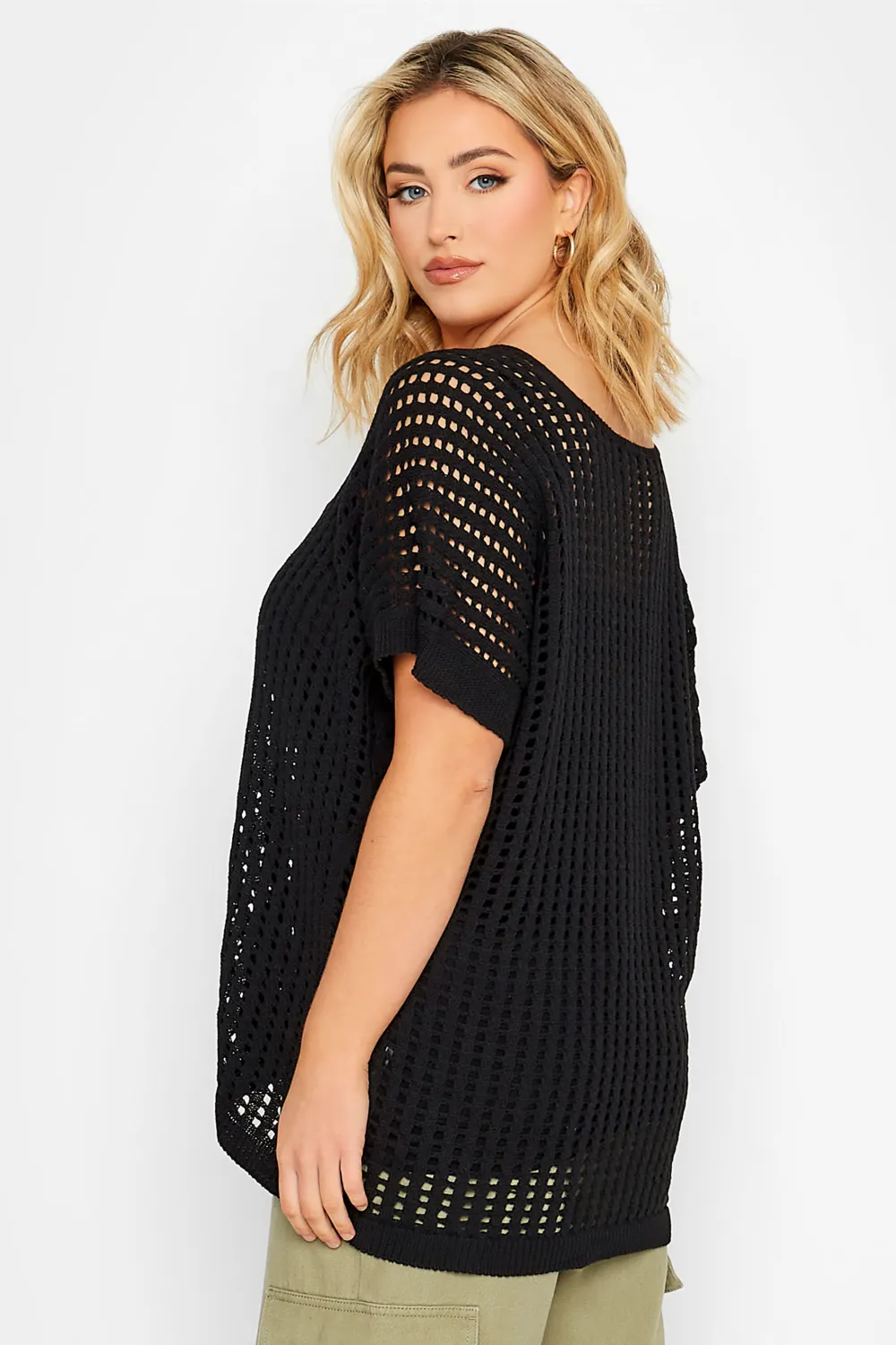 YOURS Curve Black Crochet Top