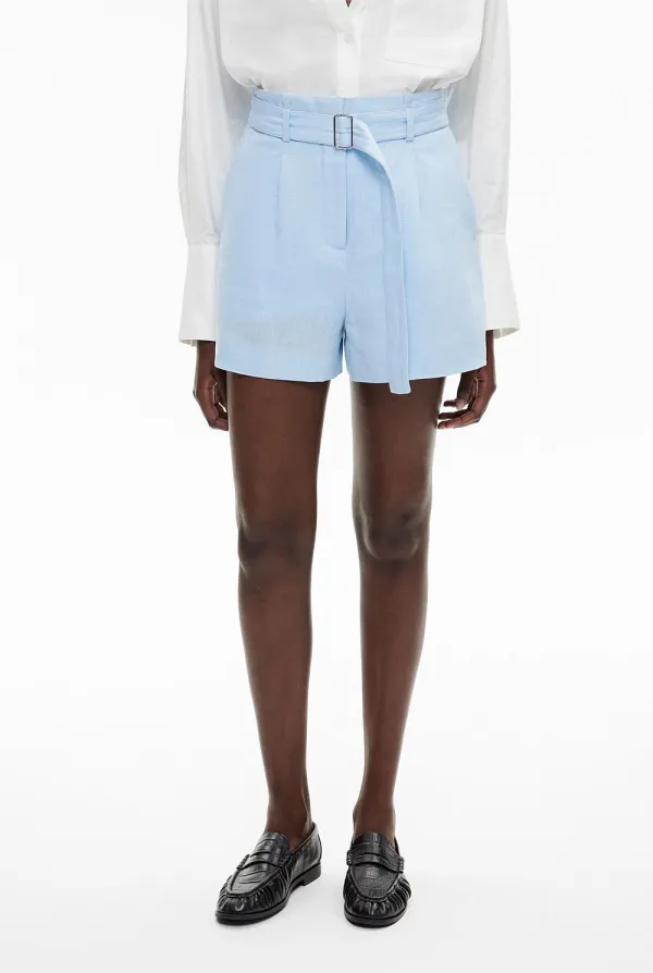 Ladies' Linen Waist-Cinching Short Pants