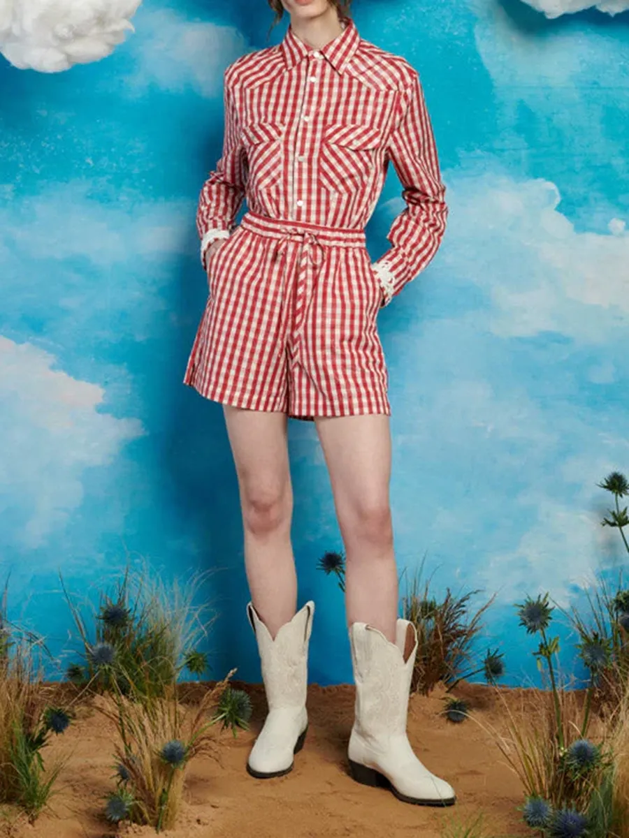 Casual Style Straight Gingham Shorts