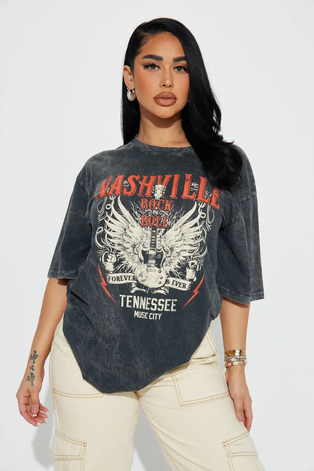 Nashville Rock And Roll Washed Tee - Black Wash