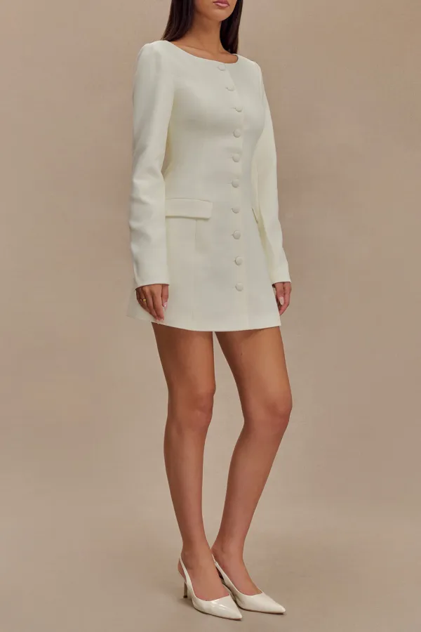 Boat Neck Suiting Mini Dress