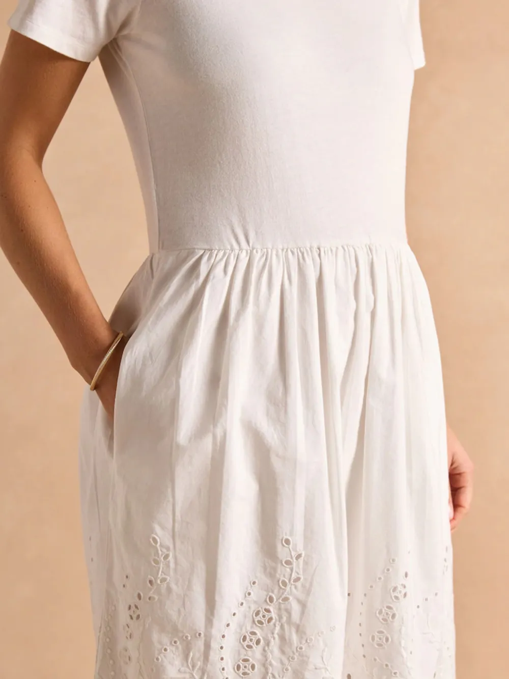 Classic Soft Breathable Plain Lace Hem Cotton Dress