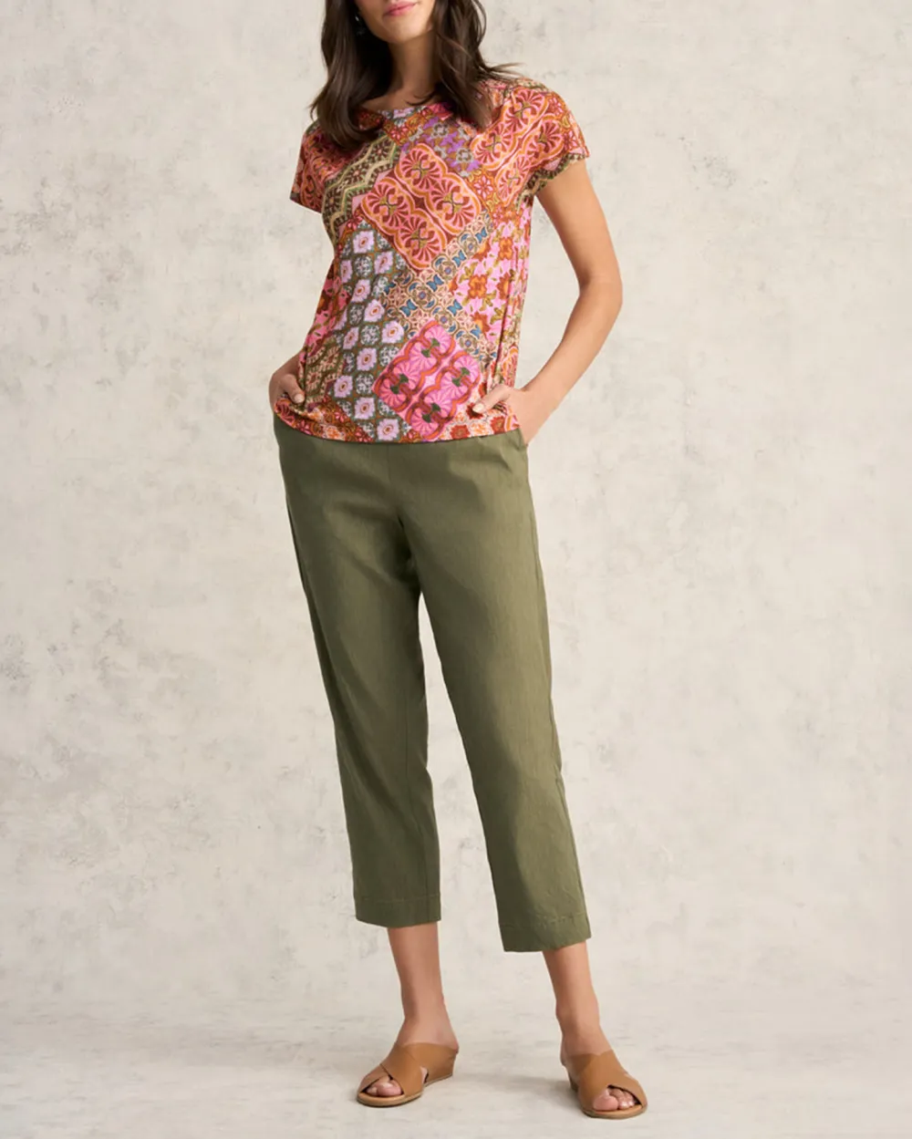 Short Sleeve Patchwork Print Blouse