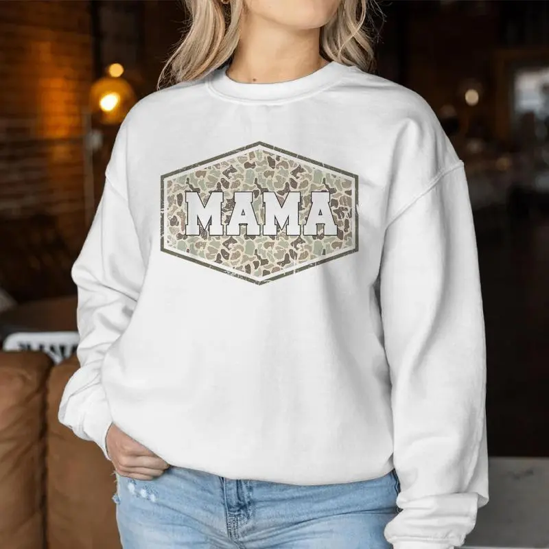 Camo Hunting Mama Vintage Camo Mom Mother's Day Hunting Wife Women Sweatshirt
