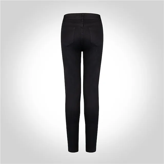 Women's Jeans Trousers Pants Trousers Full Length Denim Side Pockets Cut Out Micro-elastic Mid Waist Fashion Casual Weekend Black White S M Summer Spring &  Fall