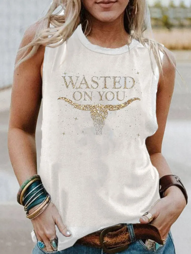 Women'S Wasted On You V-Neck Sleeveless Vest
