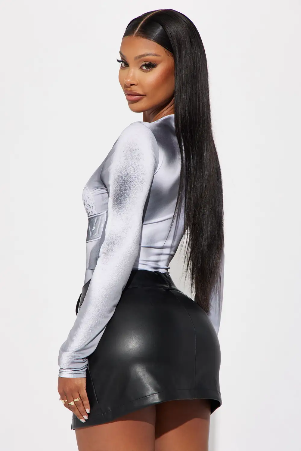 Buckle Up Long Sleeve Bodysuit - Black/combo