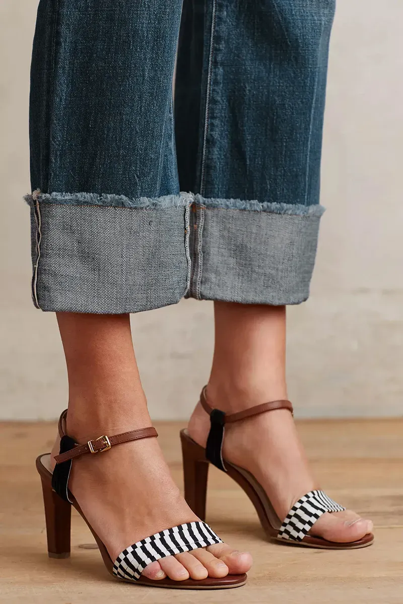 Cuff Hem Low Rise Wide Leg Jeans