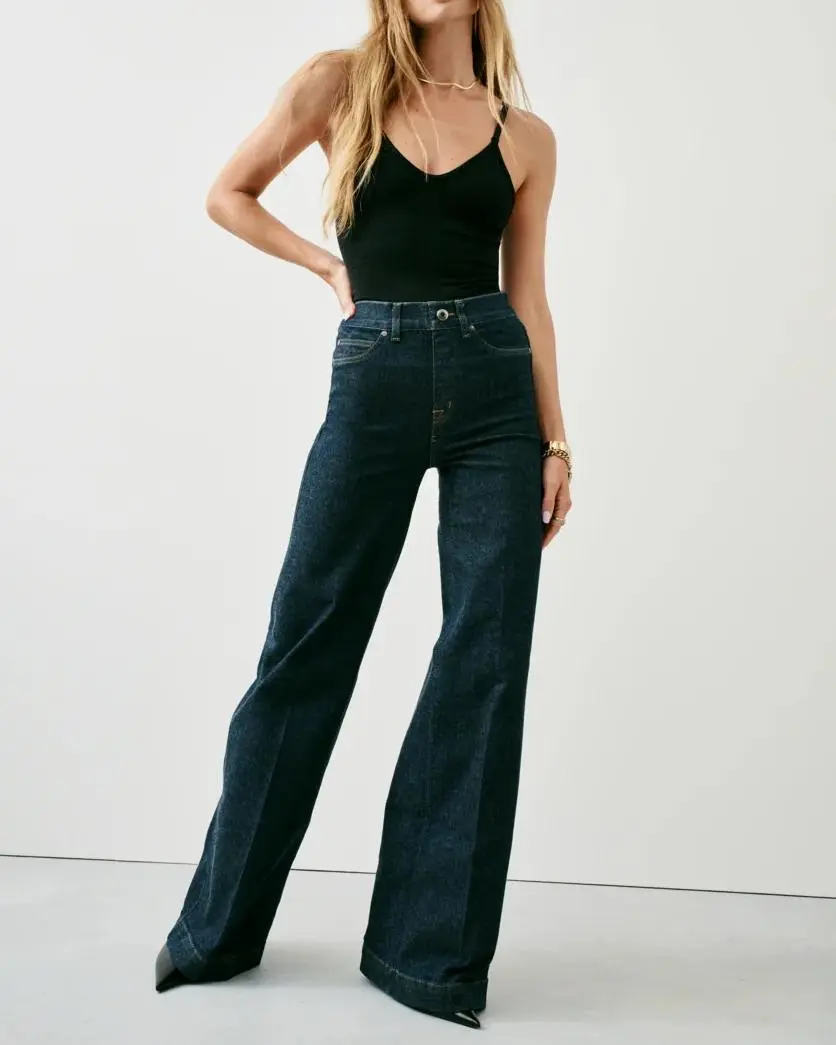 Raw Indigo Wide Leg Jeans