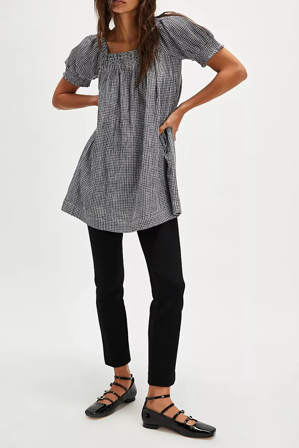 Plaid Square Neck Mini Dress