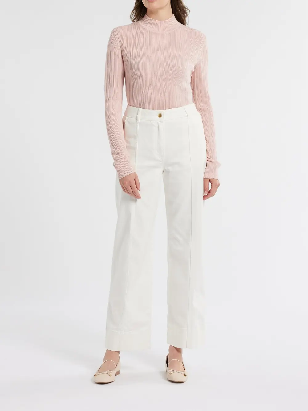 Pink High Neck Slim Jumper