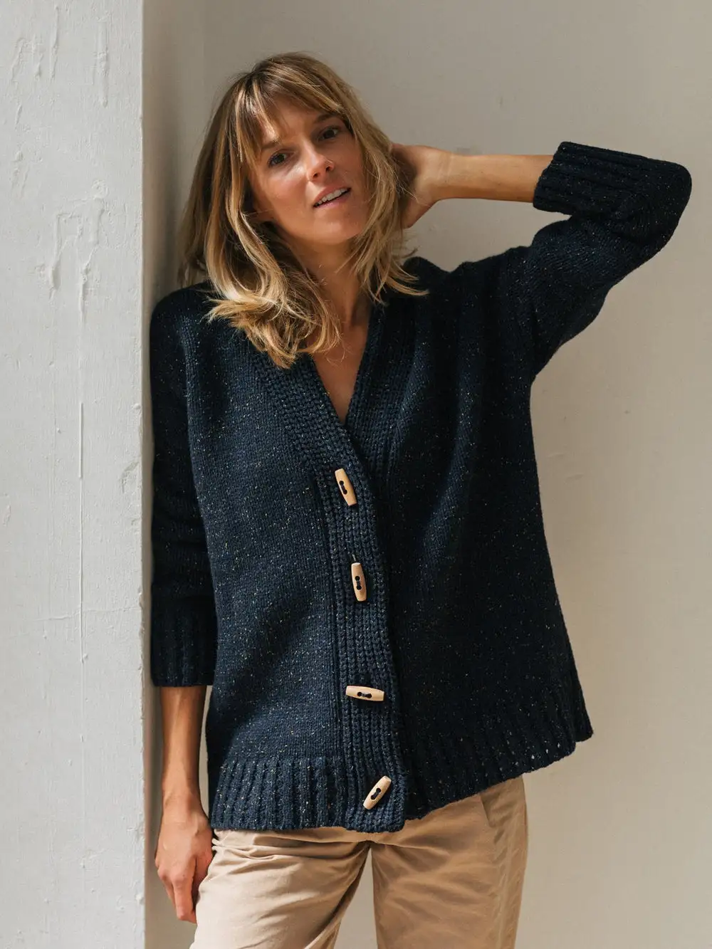 Blue Long Sleeve Plain Sweater