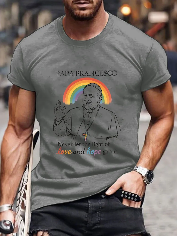 Men's Never Let The Light Of Love And Hope Go Out Lgbt Print Short Sleeve Round Neck Cotton T-Shirt