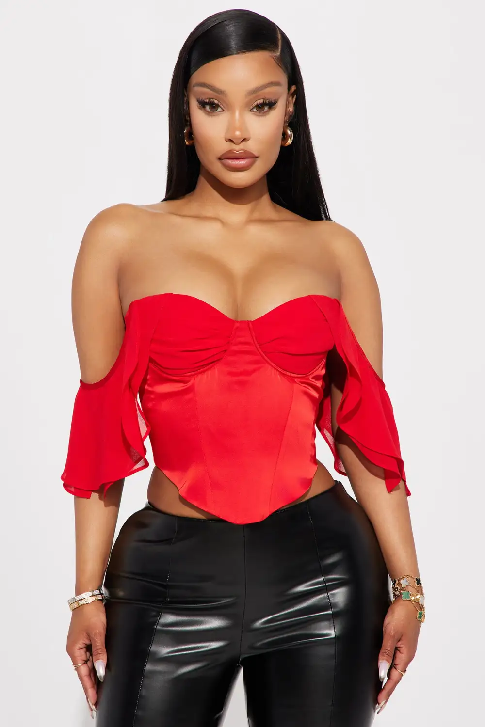 Dream Girl Satin Corset Top - Red
