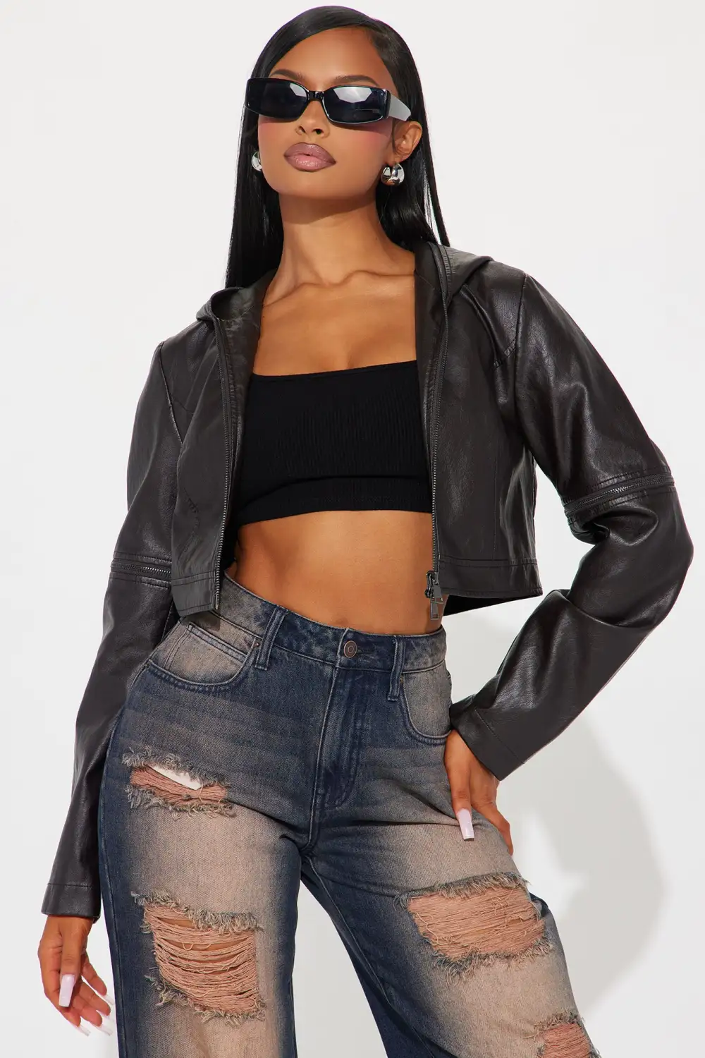 Main One Faux Leather Jacket - Brown