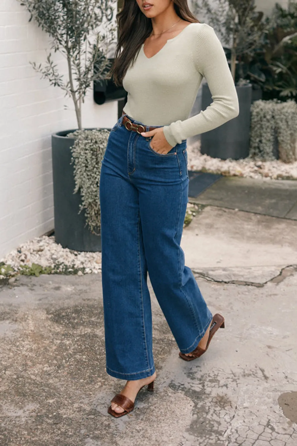 V NECK LONG SLEEVE TOP