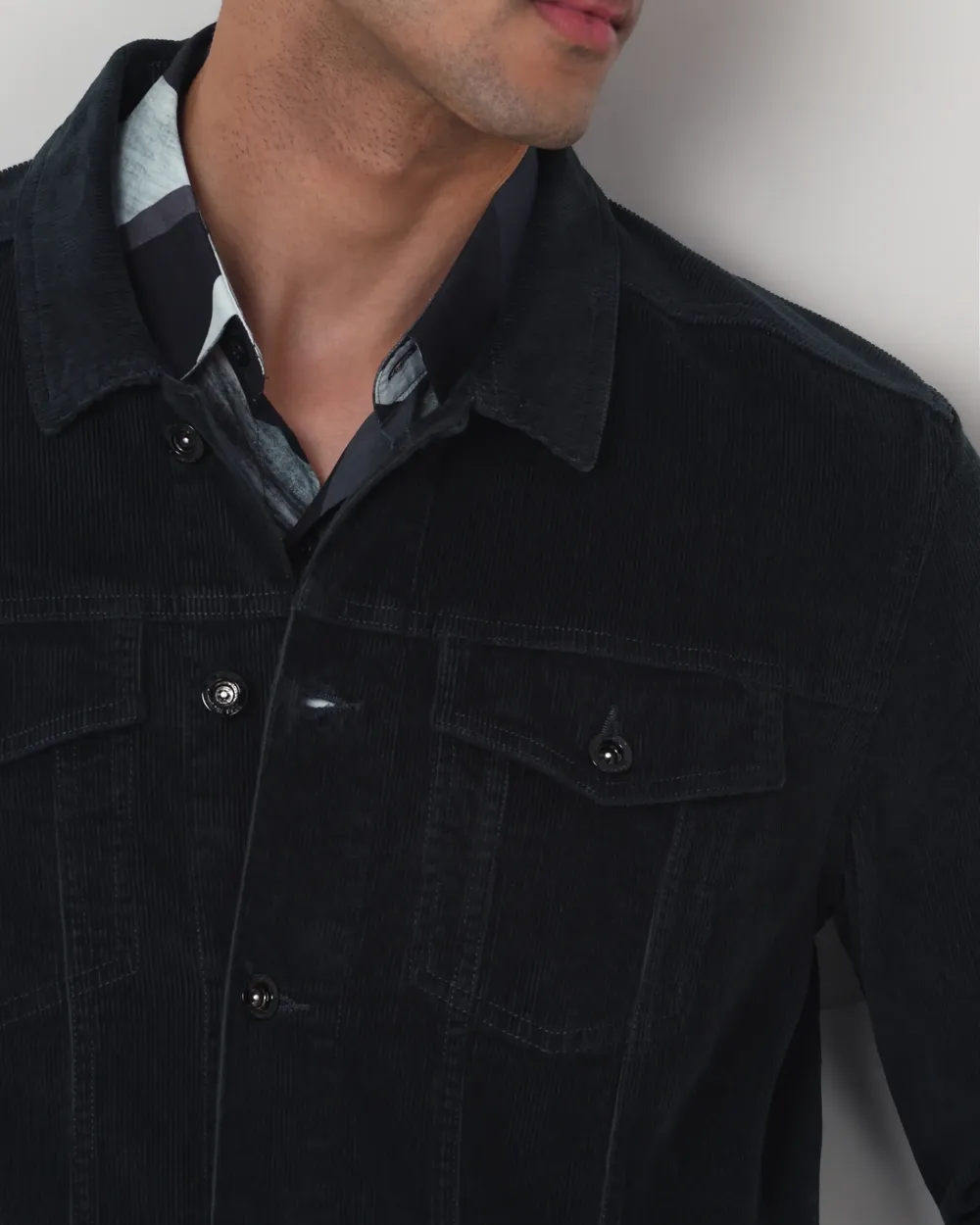 Versatile Comfortable Slim-Fit Dark Green Corduroy Jacket