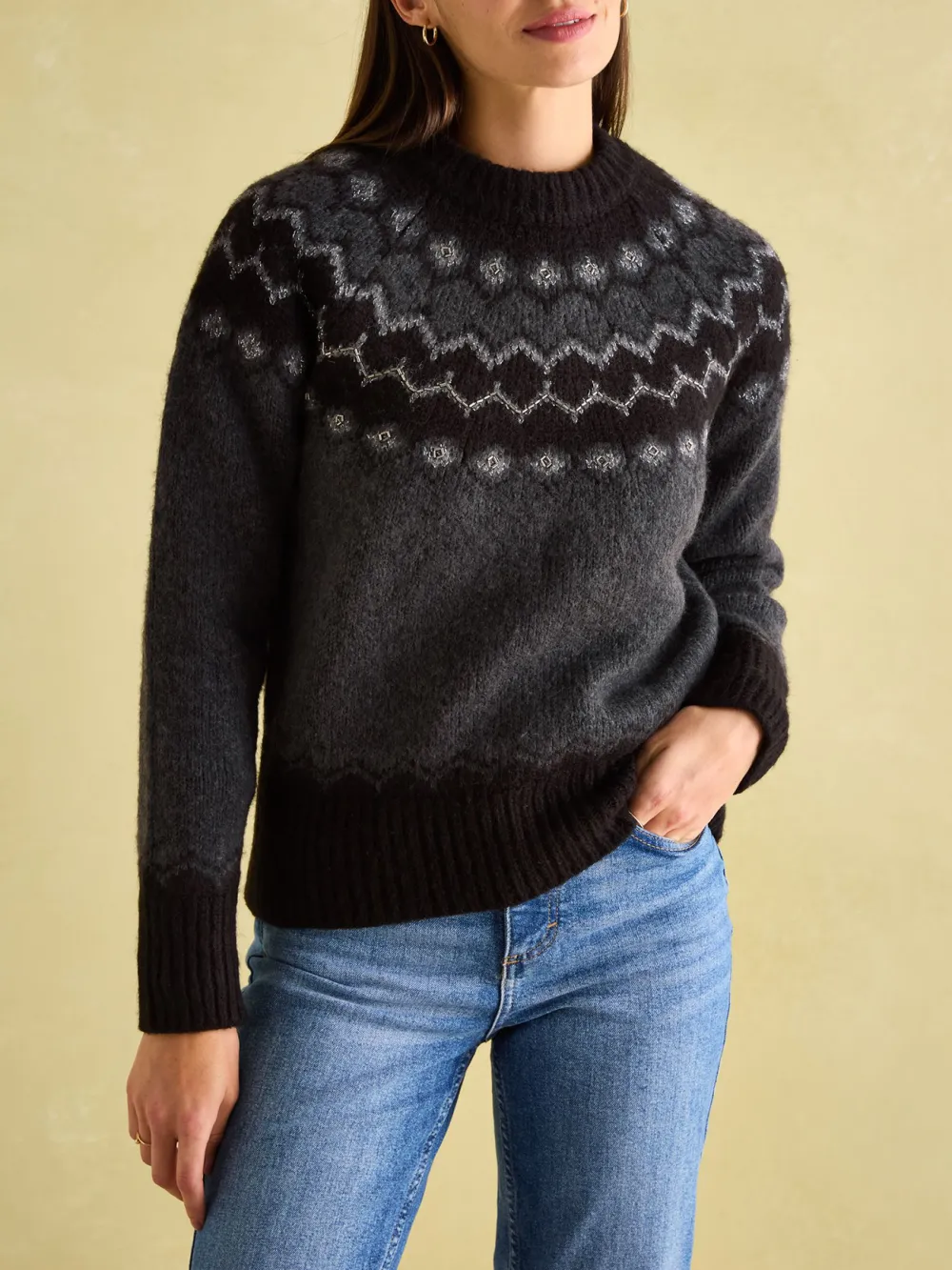 Charcoal Grey Fairisle Pattern Jumper