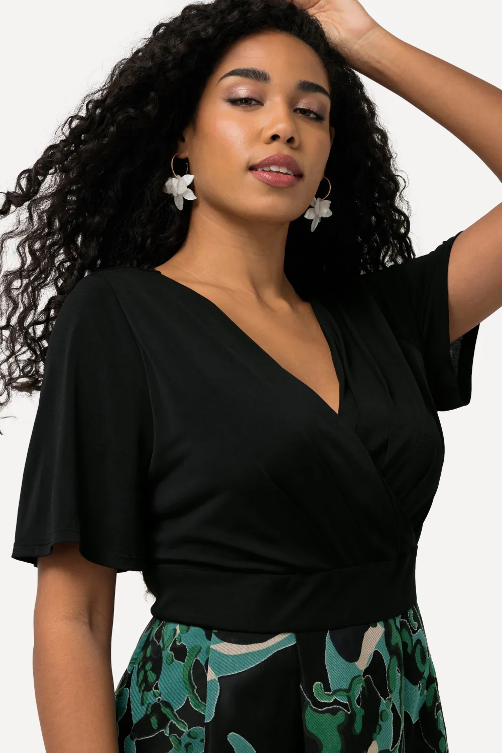 Ausbrenner-Maxikleid A-Linie V-Ausschnitt Halbarm