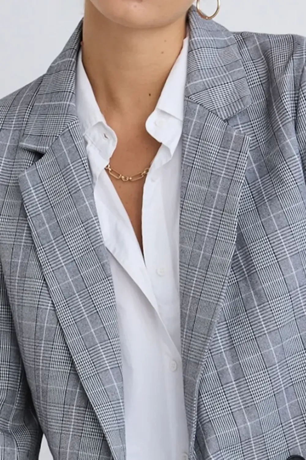 Grey Check Boyfriend Blazer
