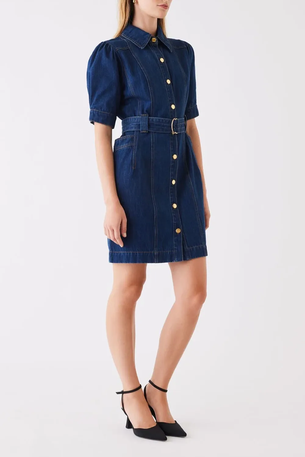 Indigo Belted  Mini Denim Dress