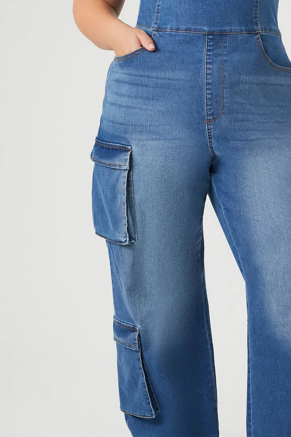 Plus Size Strapless Denim Jumpsuit