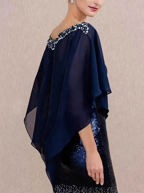 chiffon shawl with beaded buttons