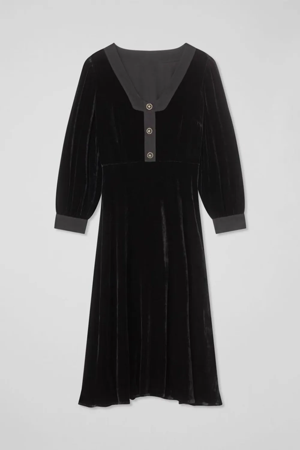 Black Contrast Trim Short Sleeve Midi Dress