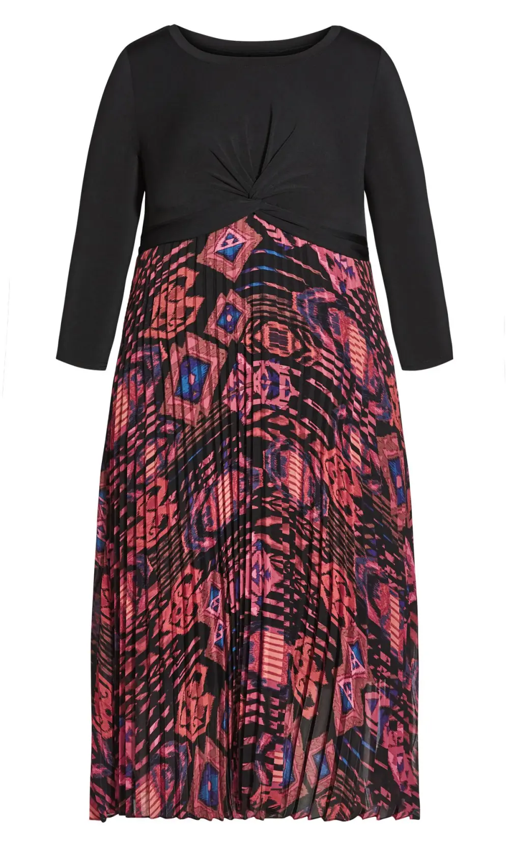 Evans Black & Pink Aztec Print Wrap Dress