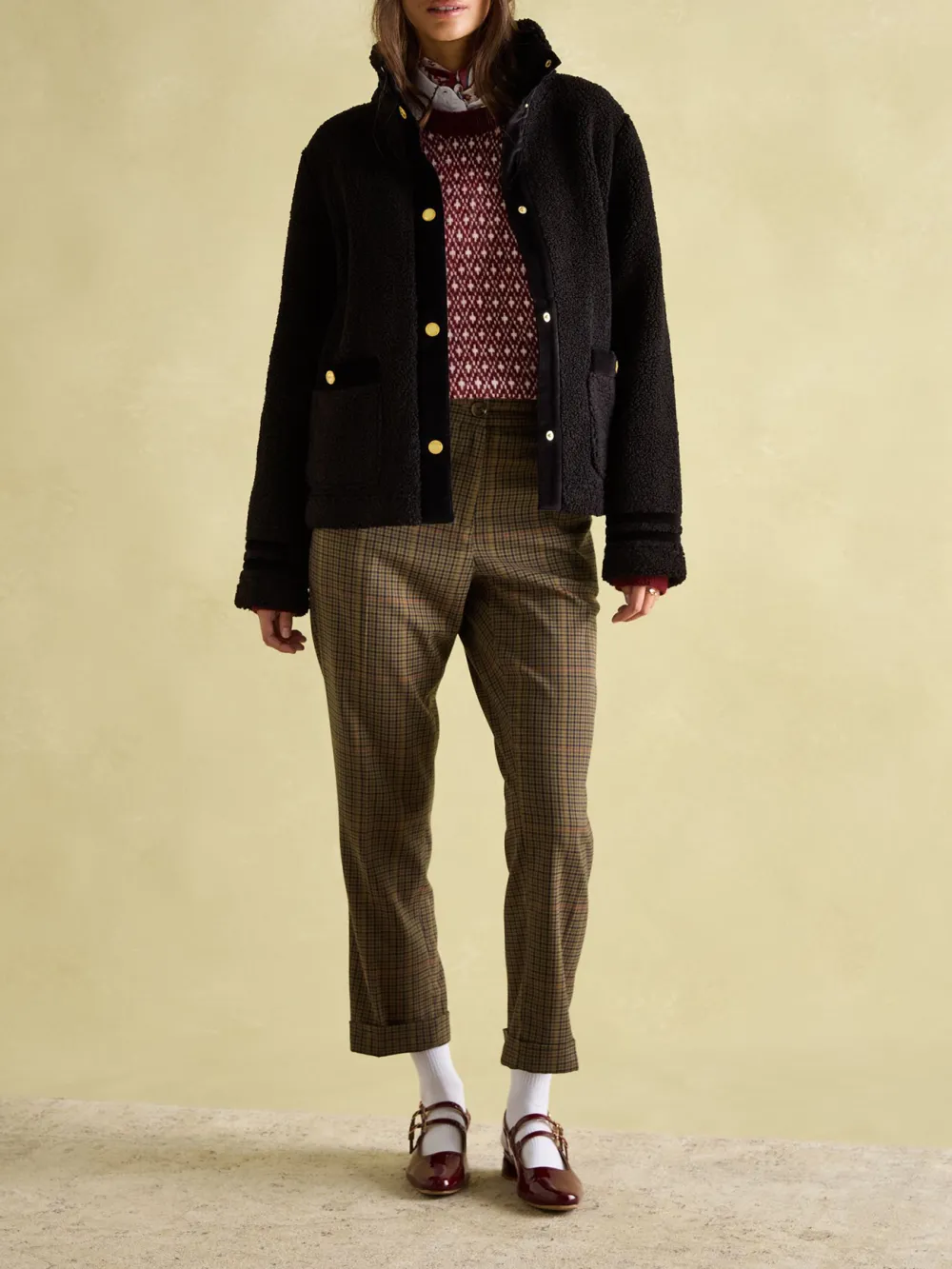 Funnel Neck Black Fleece Jacket