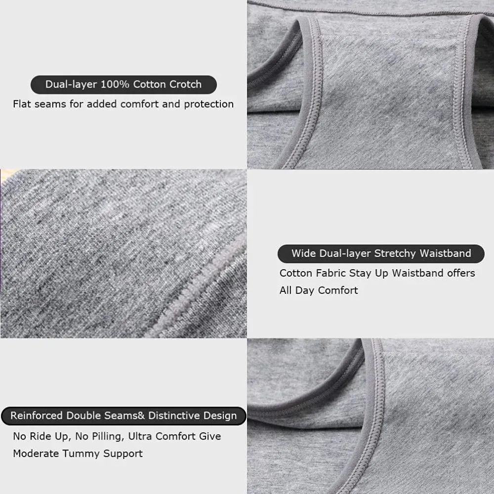 Womens Underwear,Cotton Mid Waist No Muffin Top Full Coverage Brief Ladies Panties Lingerie Undergarments for Women Multipack