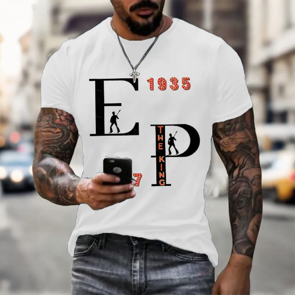 Men's 1935 EP Print Short Sleeve Round Neck Cotton T-Shirt