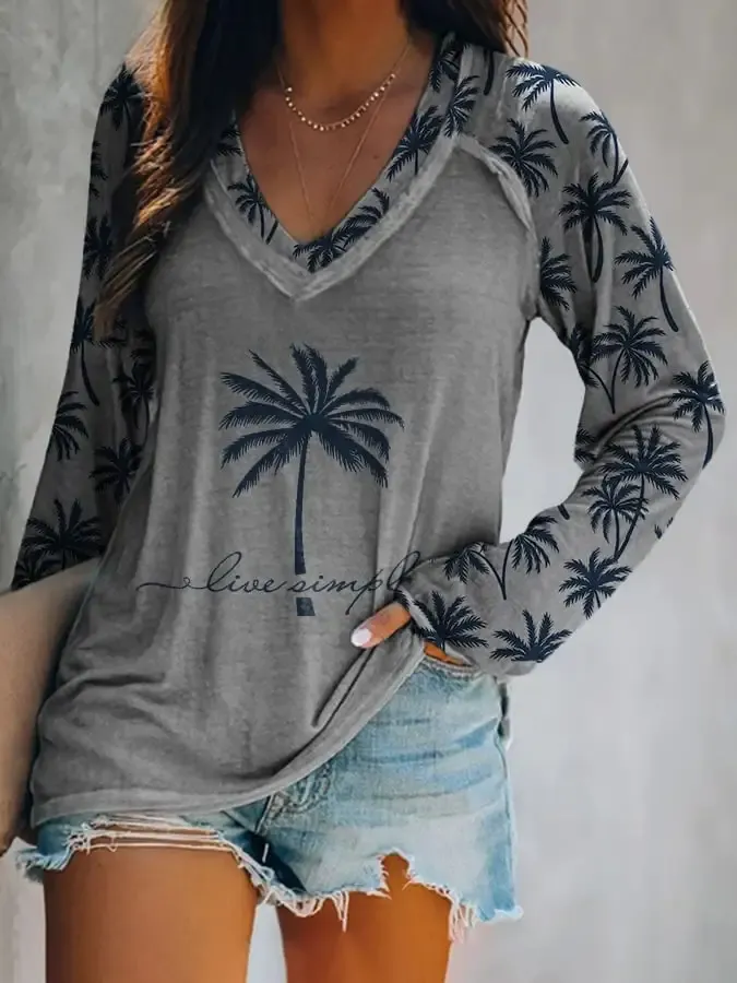 Women'S Long Sleeve Live Simple Print T-Shirt