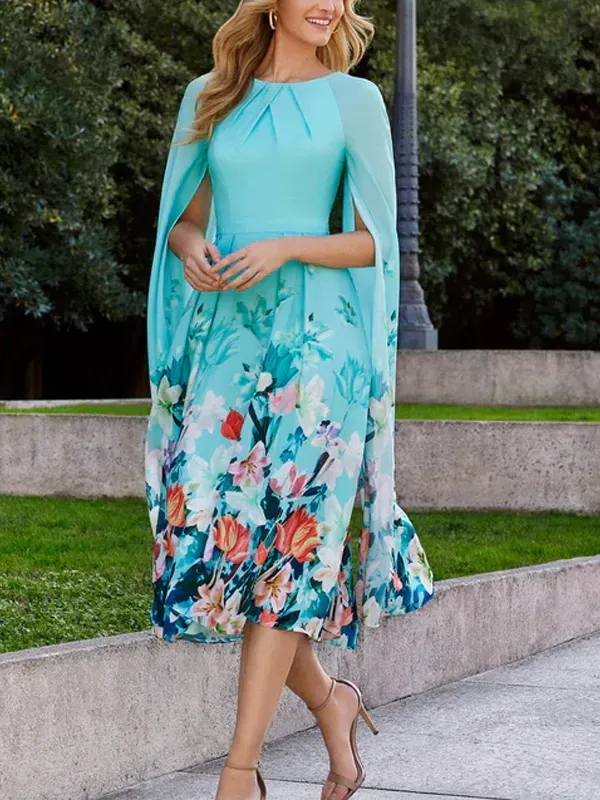 Floral Regular Fit Elegant Midi Dress