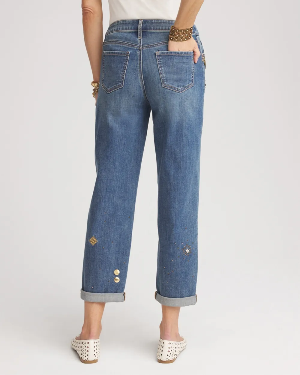 Embellished Cropped Jeans