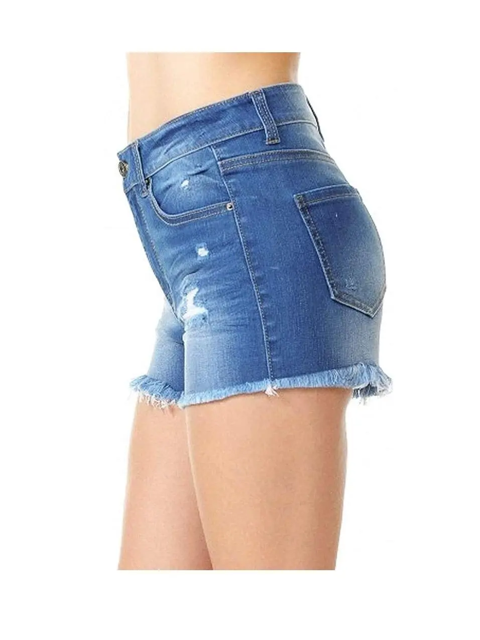 Casual Raw Hem Denim Shorts