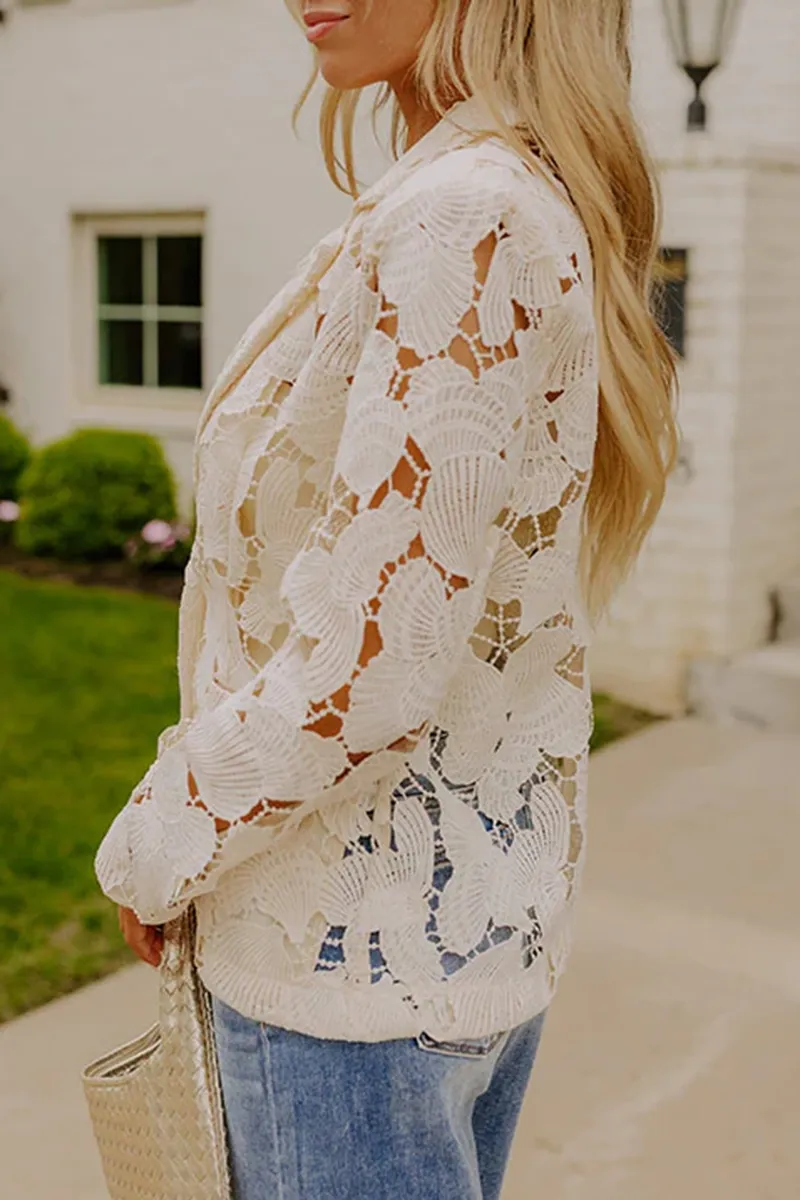 Elegant Design Hollowed-Out Women's Jacket