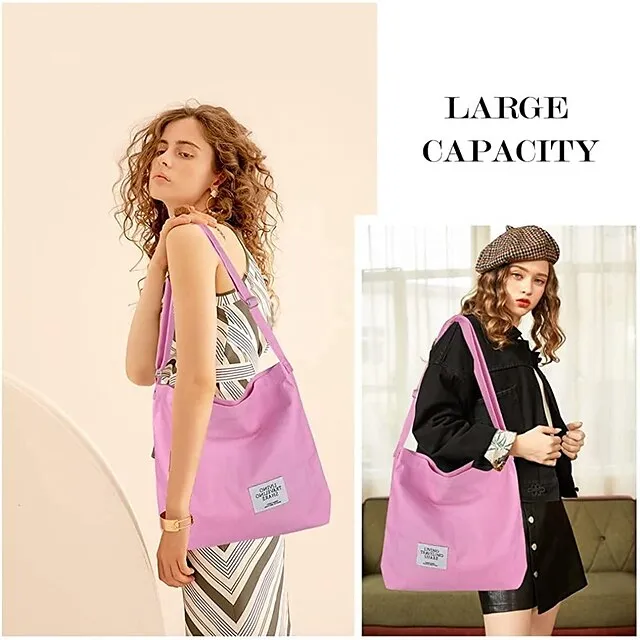 Canvas Tote Bag For Women Retro Large Size Canvas Shoulder Bag Hobo Crossbody Handbag Casual Tote For Shopping And Travel