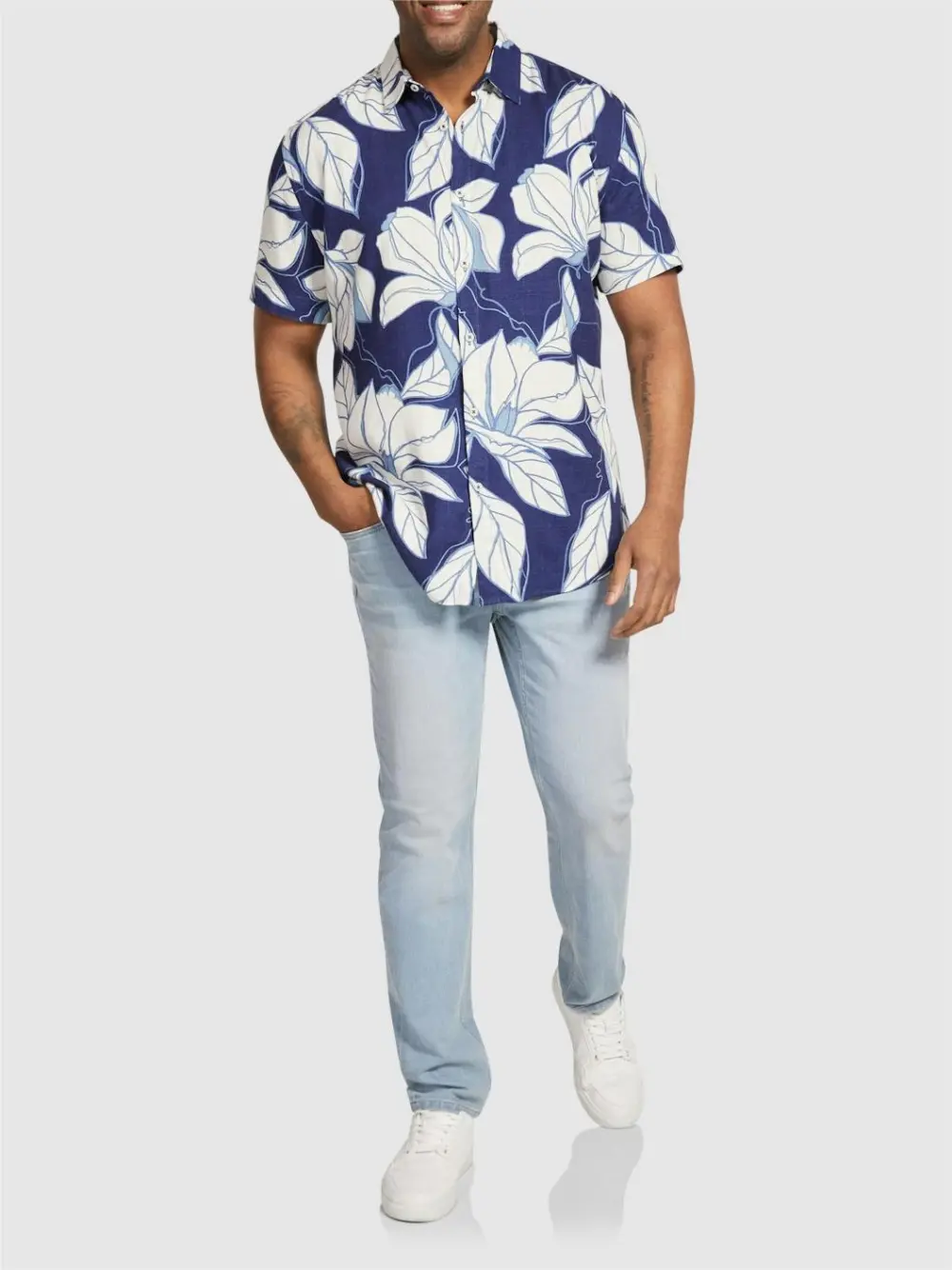 NAVY PRINTED SHORT SLEEVE SHIRT