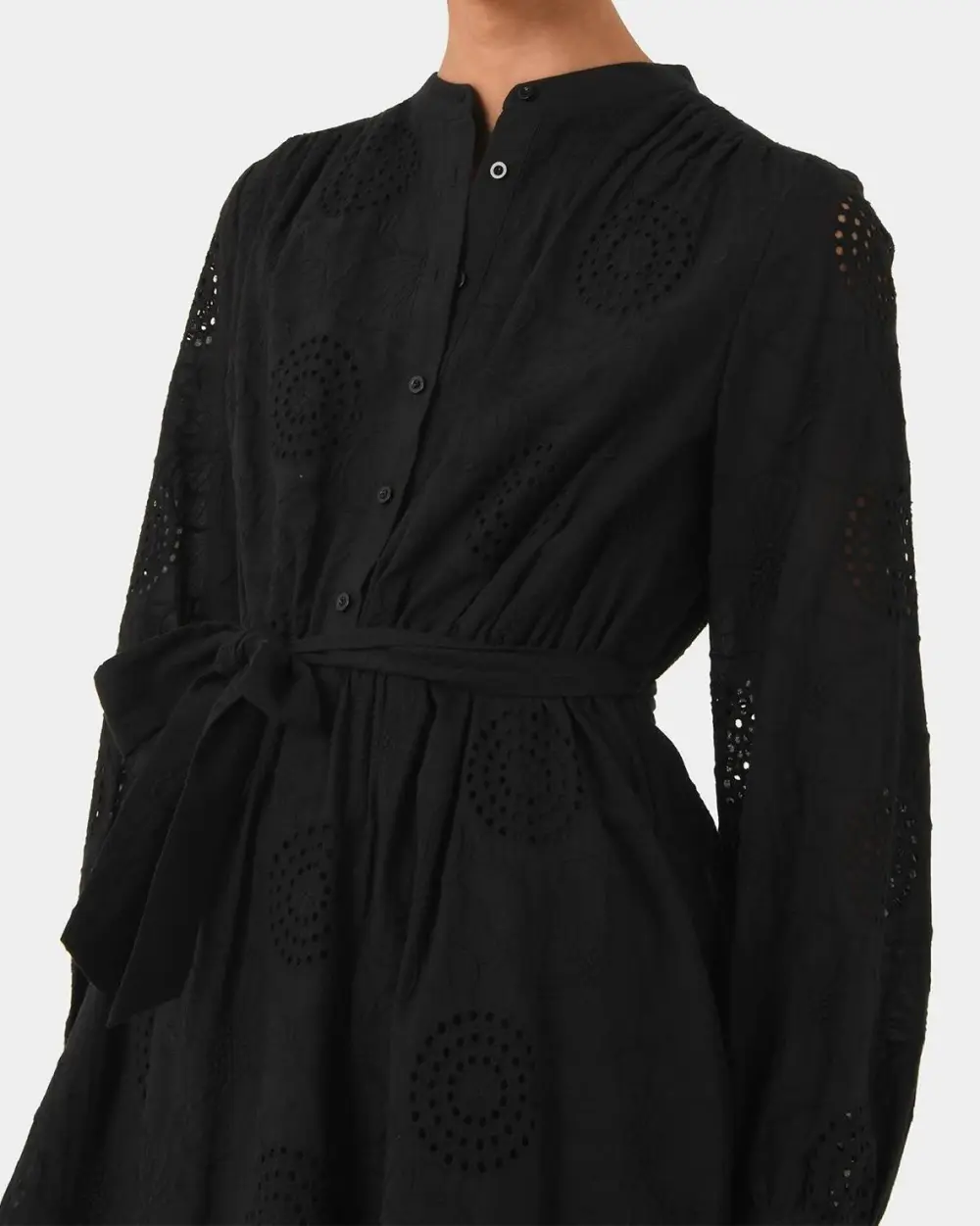 Cotton Tie Dress -Black