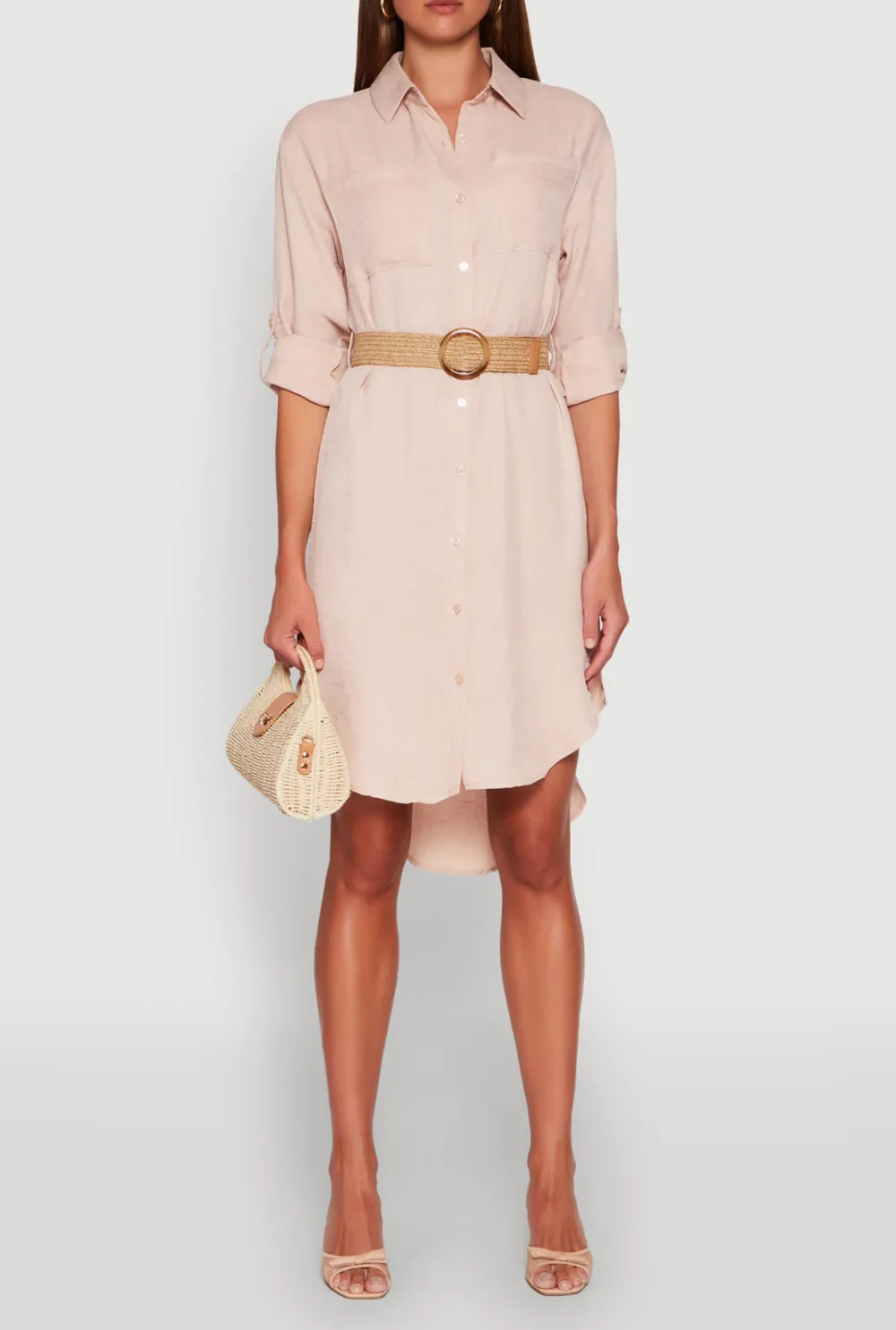 Three Quarter Sleeved Shirt Dress