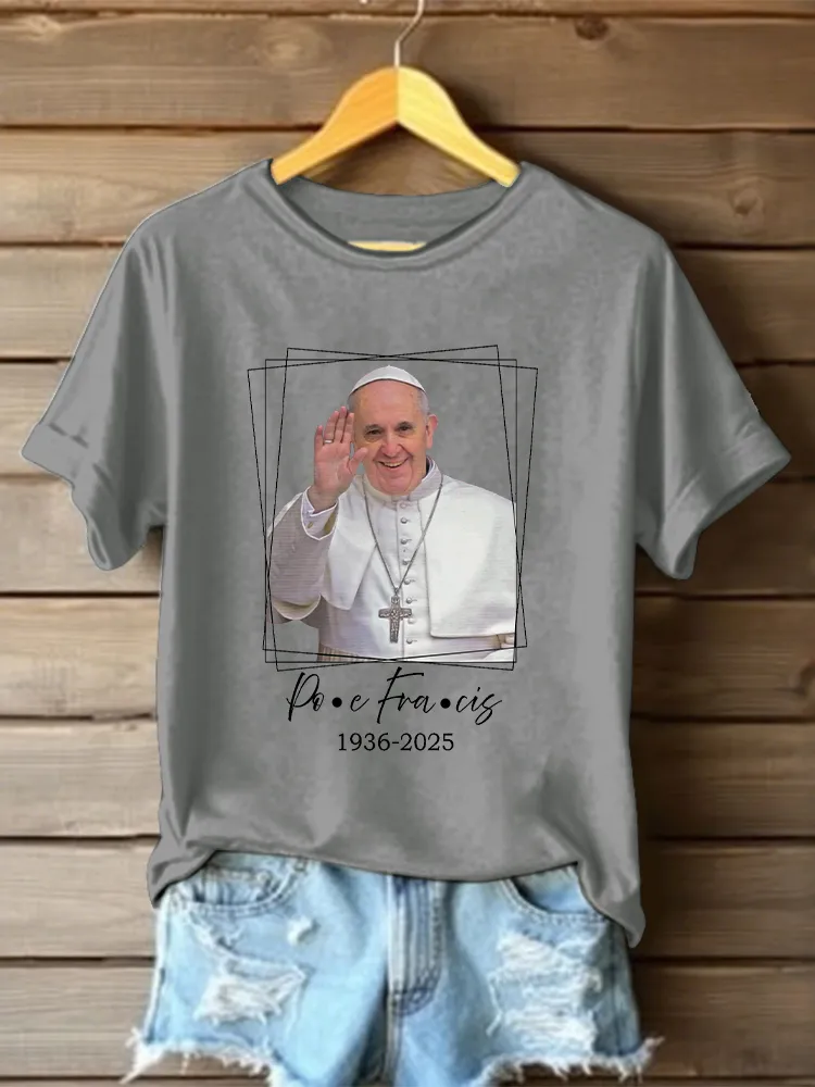 Women's Rest In Peace 1936-2025 Print Short Sleeve Round Neck Cotton T-Shirt