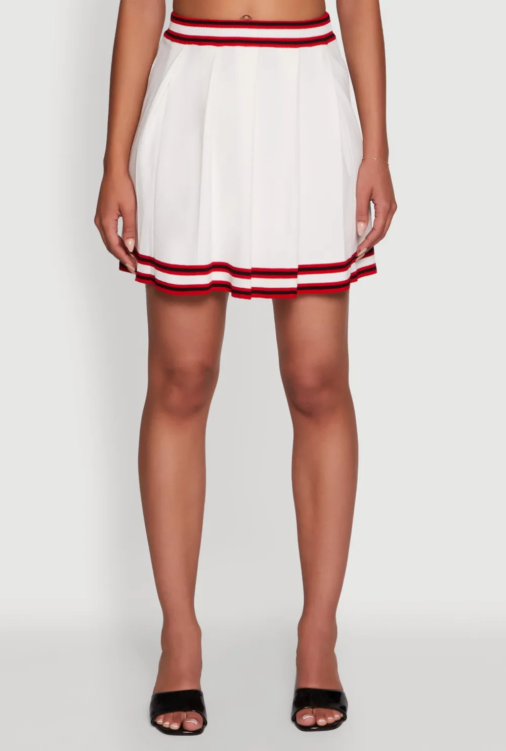 Striped Sports Style Pleated Skirt