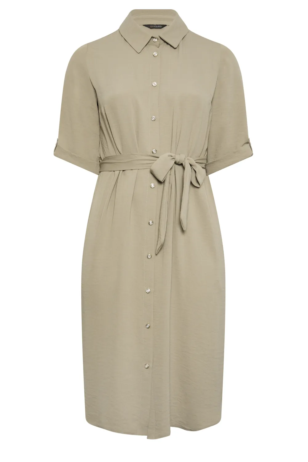 YOURS Curve Beige Brown Midi Shirt Dress