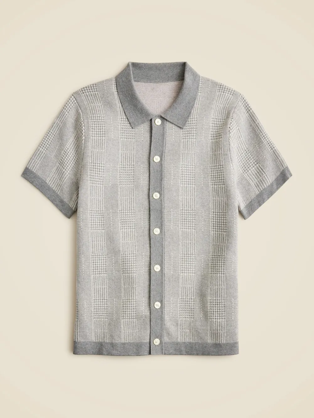 Light Gray Short Sleeve Button Front Knit Sweater