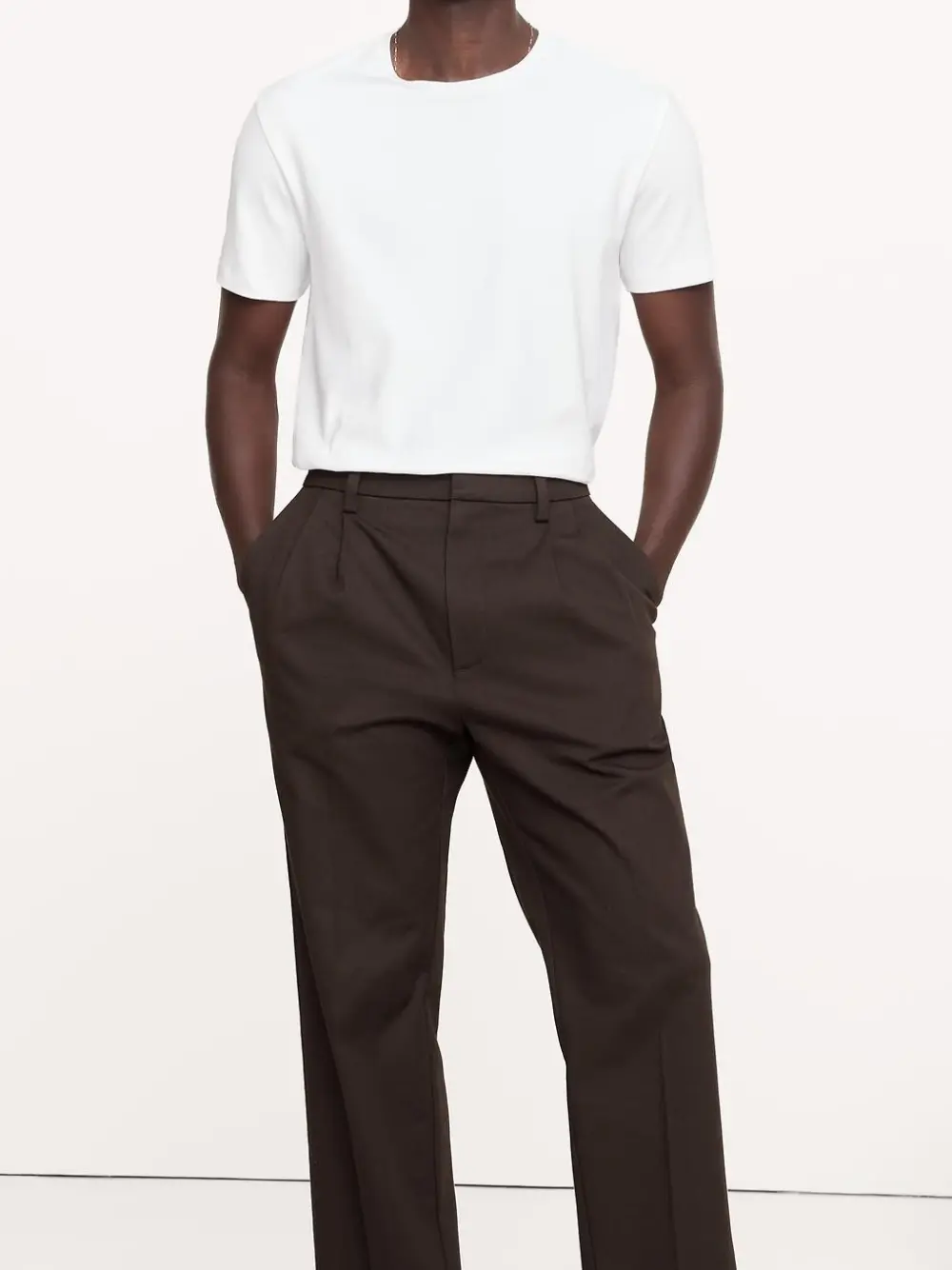 Men's Optic White Simple Cotton Short Sleeve