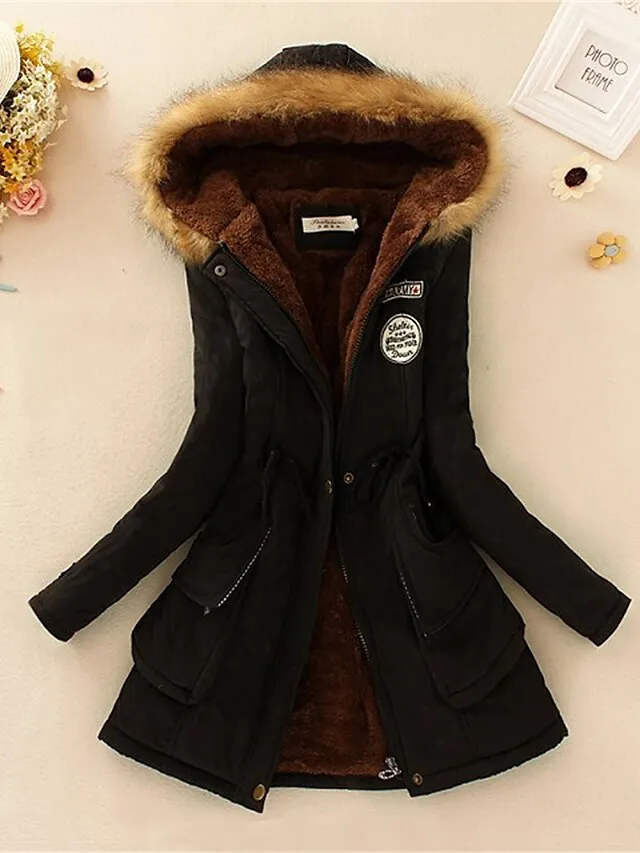 Women's Winter Coat Fleece Lined Parka Thermal Warm Windproof Puffer Jacket with Pocket Hooded Heated Jacket Fall Outerwear Drawstring Outdoor Street Fashion Casual Outerwear